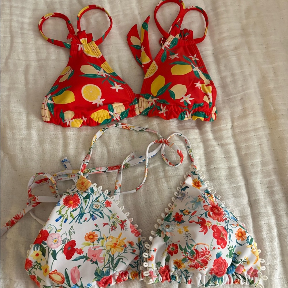Floral and Fruit Print Bikini Tops